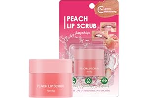 OUPEICHARM Peach Lip Scrub for Women Dry, Cracked and Dark Lips – Lip Scrubber Exfoliator and Organic Lip Scrubs Exfoliator and Moisturizer with Lip Brush – Vegan, Cruelty-Free Lip Care Products