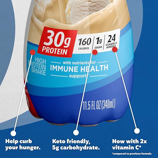 PREMIER PROTEIN SHAKE, VANILLA, 30G PROTEIN, NO ADDED SUGAR, 24 VITAMINS & MINERALS TO SUPPORT IMMUNE HEALTH, 11.5 FL OZ, 6 PACK