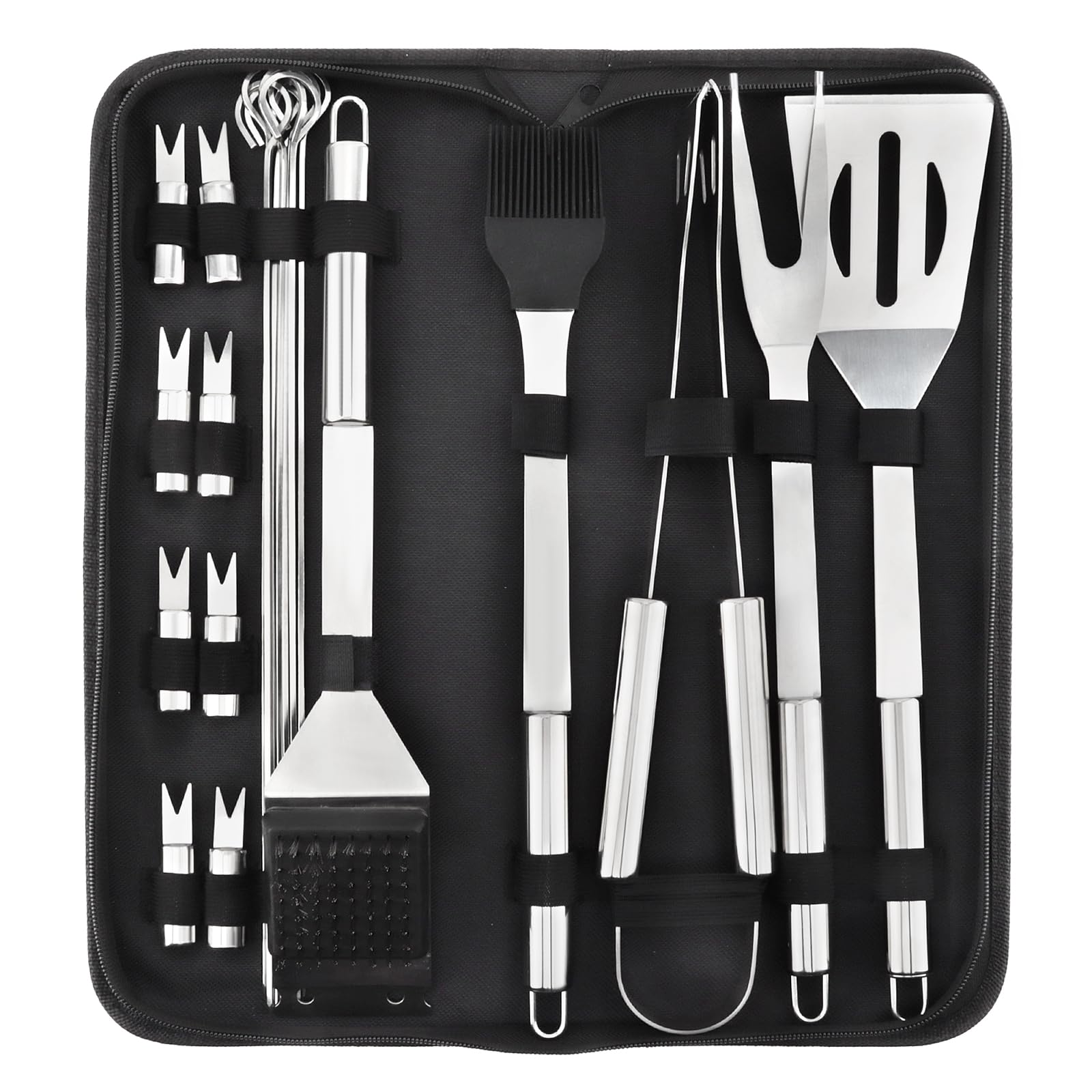 BBQ Grill Accessories Set, 20Pcs Barbecue Grill Tools, Stainless Steel BBQ Utensil Kit with Case for Smoker Camping, Great Choice for Outdoor Kitchen Cooking, Gift for Thanksgiving Day, Christmas