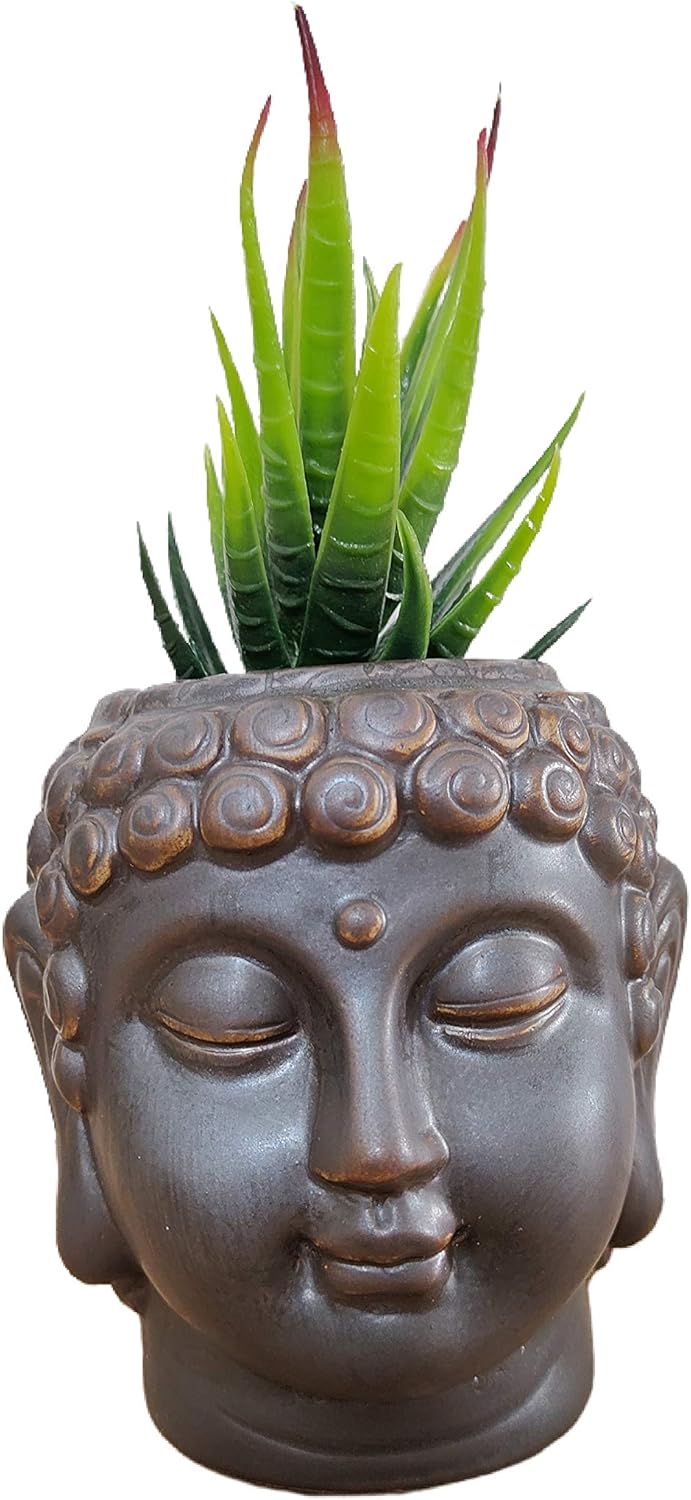 Cute Cartoon Buddha Head Shaped Succulent Cactus Flower Pot/Plant Pots/Planter/Container for Home Garden Office Desktop Decoration (Plants Not Included)