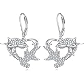 Vadmans Animal Earrings Sterling Silver Moonstone Dangle Drop Earrings Animals Jewelry Gift for Women