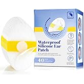 40P Waterproof Adhesive Ear Covers for Shower &amp; Swimming, Not for Large Ear | 4.5x7cm, Small Wound Bandage Portection, Hair Dye, Piercing, Baby Bath, Anti-Friction Sticker for Heel, Clear &amp; Silicone