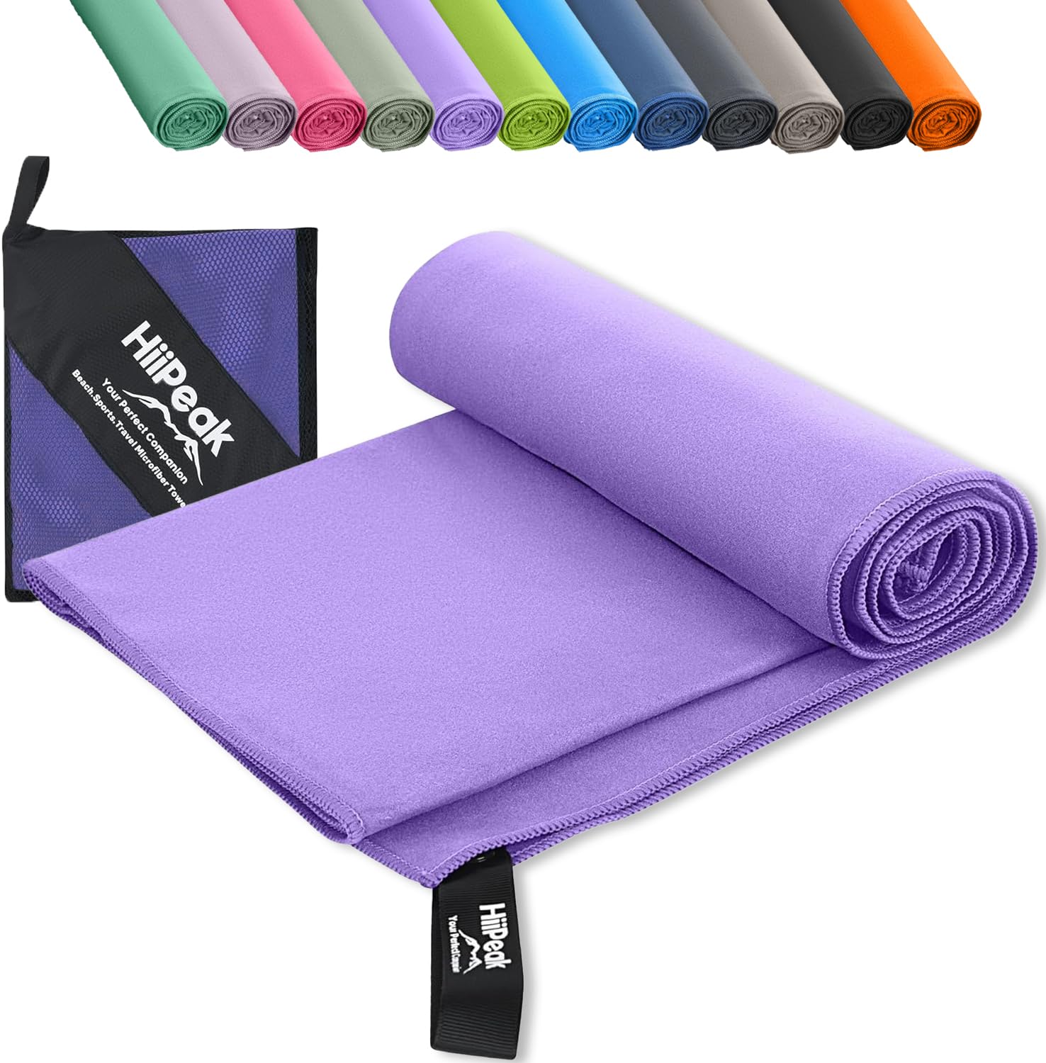 HiiPeak Microfibre Towel Compact Camping Beach Towel - Quick Dry Lightweight Absorbent Sports Gym Swimming Hiking Drying Towel for Men,Women (Violet-1pack, 200cm x 100cm)