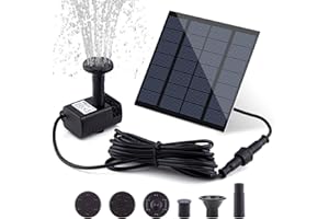 LAWOHO Solar Fountain Pump Kit with Separate Solar Panel, 1.8 W Upgraded Solar Water Pump with 3 M Long Cable & 4 Nozzles Solar Water Fountain for Bird Bath, Outdoor Pond, Patio Garden No Power Storage