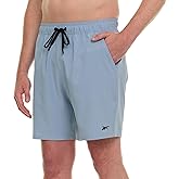 Reebok Mens Swim Trunks with Mesh Liner, 7” Inseam Quick Drying Mens Bathing Suit, Board Shorts for Swimming and Beach