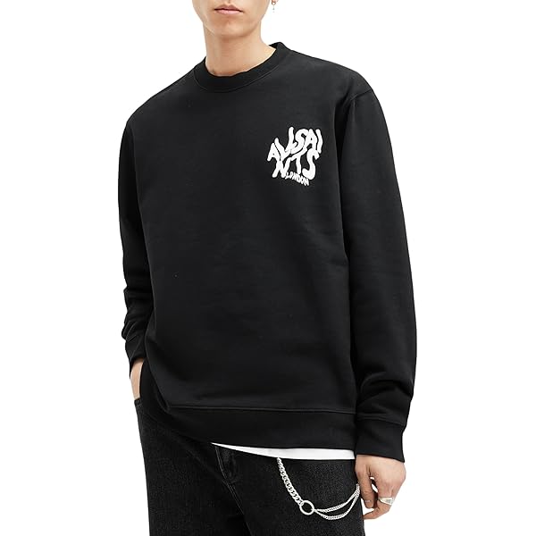 AllSaints Men's Orlando Crew, Jet Black at Amazon Men's