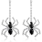 Spider Earrings for Women Gothic Rhinestone Spider Drop Dangle Halloween Earrings for Party Costume Jewelry