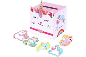 BAODLON Valentine’s Day Cards for Kids - Unicorn Valentines Day Cards and Valentine Boxes for Classroom Exchange Party Supplies - Include1 Mailbox, 32 Valentine Cards, 1 Teacher Card