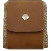 RingSun Waxed Canvas Mushroom Foraging Bag, Collapsible Camping Foraging Pouch, Leather Bushcraft Belt Tinder Dump Pouchs