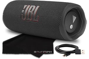 JBL Flip 6 Portable Bluetooth Wireless Speaker, IP67 Waterproof and Dustproof Built-in Battery - Black - Boomph's Comprehensive Ultimate Performance Cloth Solution for Your On-The-Go Sound Experience