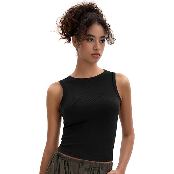 Rooscier Women's Racerback Tank Top - Stretch Ribbed Slim Fit Cami For Workout - View #6