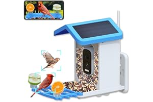 CiKiKWXO Smart Bird Feeder with Camera, Solar Bird Feeder Outdoor Wireless, AI Identify Bird Breed, Solar Powered WiFi 2.5K Live Camera, Remote Monitoring,Motion Detection, SD Card & Cloud Storage