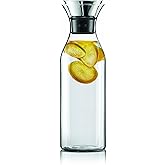 EVA SOLO | Fridge Carafe 1.4L | For Hot & Cold Drinks | 100% drip-free | Dishwasher-safe Borosilicate Glass | Stainless steel & Silicone Pouring Lip | Fits Most Refrigerator Doors | Danish Design