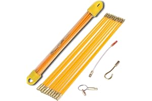 33FT Fiberglass Fish Rod Tape Kit, Wire Cable Electrical Running Pull/Push Rods Kit Fishing Feeder Pole Sticks Snake Tool for