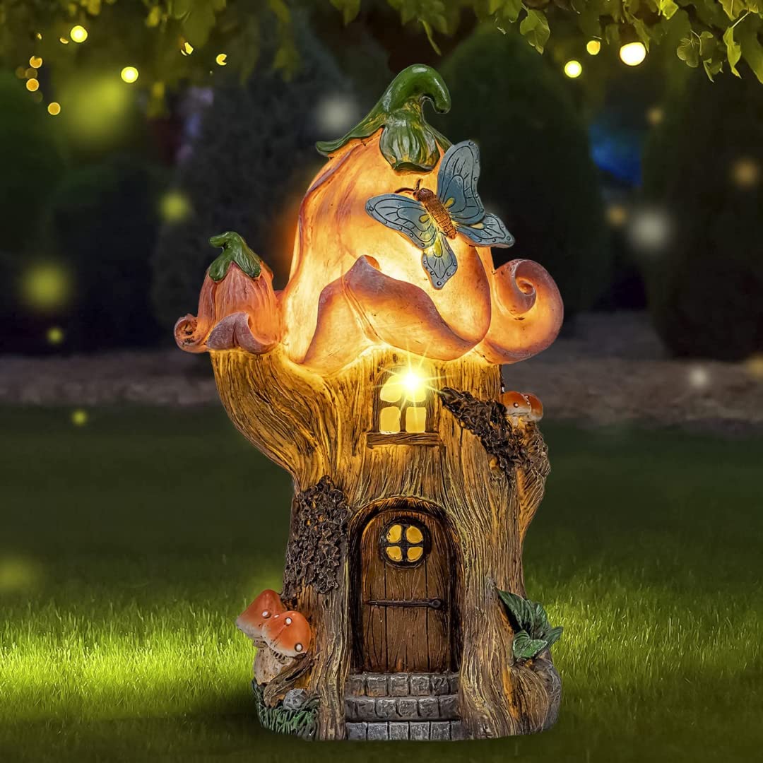 THE ENCHANTED GARDEN Fairy House Pink Flower Ornament Outdoor Decoration Fairy Garden Accessories Statue Elf Pixie Fairies Home