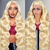 FXIMYLC 32 Inch 613 Lace Front Wigs Human Hair 13X6 HD Transparent Lace Front Blonde Wig Human Hair Pre Plucked 200% Density Body Wave Wigs for Women