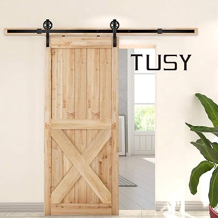 Tusy 8 Ft Heavy Duty Sturdy Sliding Barn Door Hardware Kit Track