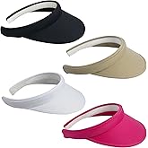4 Pack Sun Visor Hats Women Men Clip on Cotton Wide Brim Visors Hat Outdoor Sports Golf Beach Travel Tennis Caps