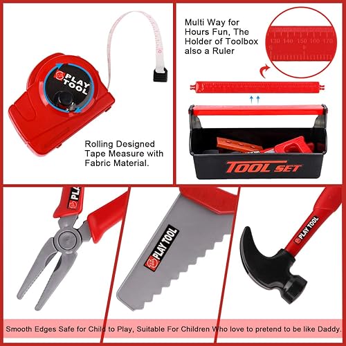 LOYO Kids Tool Set Pretend Play Construction Toy with Tool Box Kids Tool  Belt Electronic Toy Drill Construct