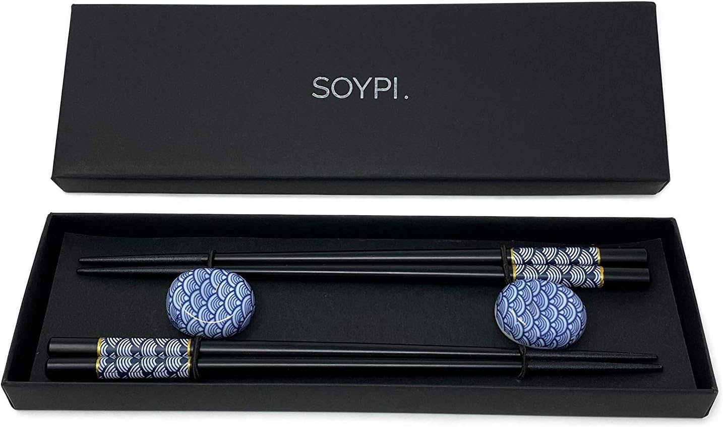 2 Paar handgemachte Sushi Stäbchen -ESS Stäbchen japanisch - Sushi Geschirr -Essstäbchen Holz schwarz und elegant (Holz)