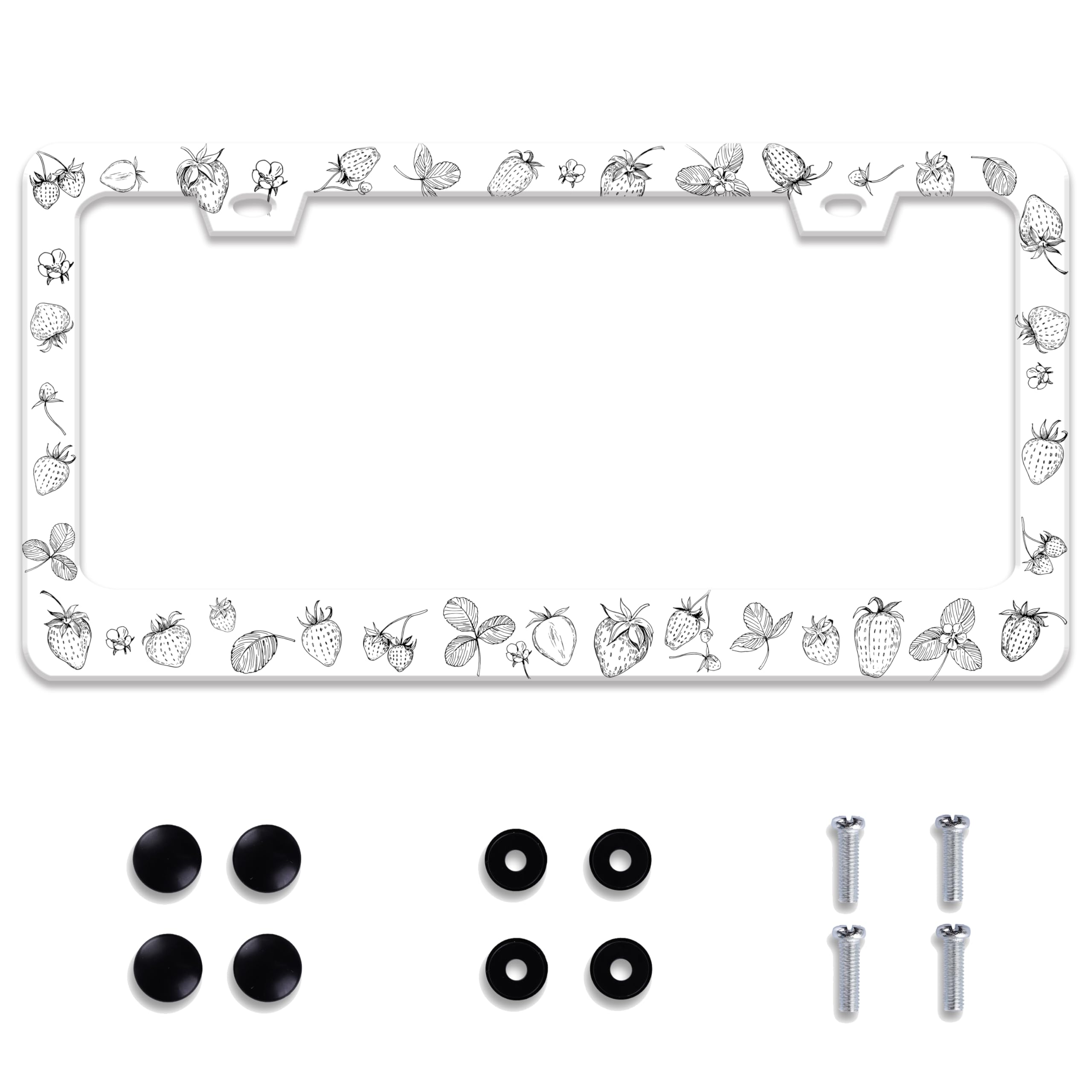 Photo 1 of ***DESIGNS DIFFERS NO STOCK PHOTO OF EXACT DESIGN (MULTI COLOR MOSAIC STYLE **** Personalized License Plate Frame Strawberry Stainless Steel Accessory Cute Fruit License Plate Holder Funny Car Decorative 2 Holes Screws Fits Us Standard License Plates 12.2