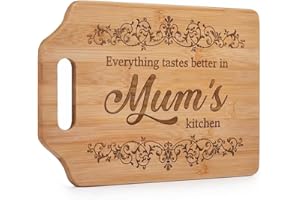 Personalized Gifts for Mom, Handmade Engraved Bamboo Cutting Board for Mother, Mom Birthday Gifts from Daughter Son, House Wa