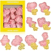 HAIJSEVR 8 Pcs Cookie Cutters, 3D Cookie Cutter with Plunger Stamp, Animal Shape Molds, Embossing Plastic Biscuit Cutter Set for Kids Fondant Cookie Baking Cake Decorations Birthday Party Supplies