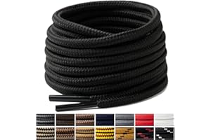 Handshop 2 Pairs Round Boots Shoe laces 4 mm Heavy Duty and Durable Hiking Work Boots Shoe Laces