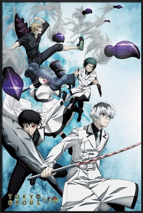 Amazon Com Poster Stop Online Tokyo Ghoul Re Framed Manga Anime Poster Key Art 2 Group Size 24 X 36 Kitchen Dining