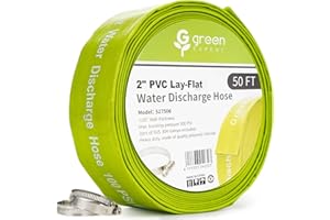 G GREEN EXPERT Green Expert 2 inch ID Lay Flat Discharge Hose 50 feet with Clamps Reinforced PVC Water Drain Hose Heavy Duty for Sump Pumps Quickly Water Removal Pool Backwash Filter Accessory Green 527506