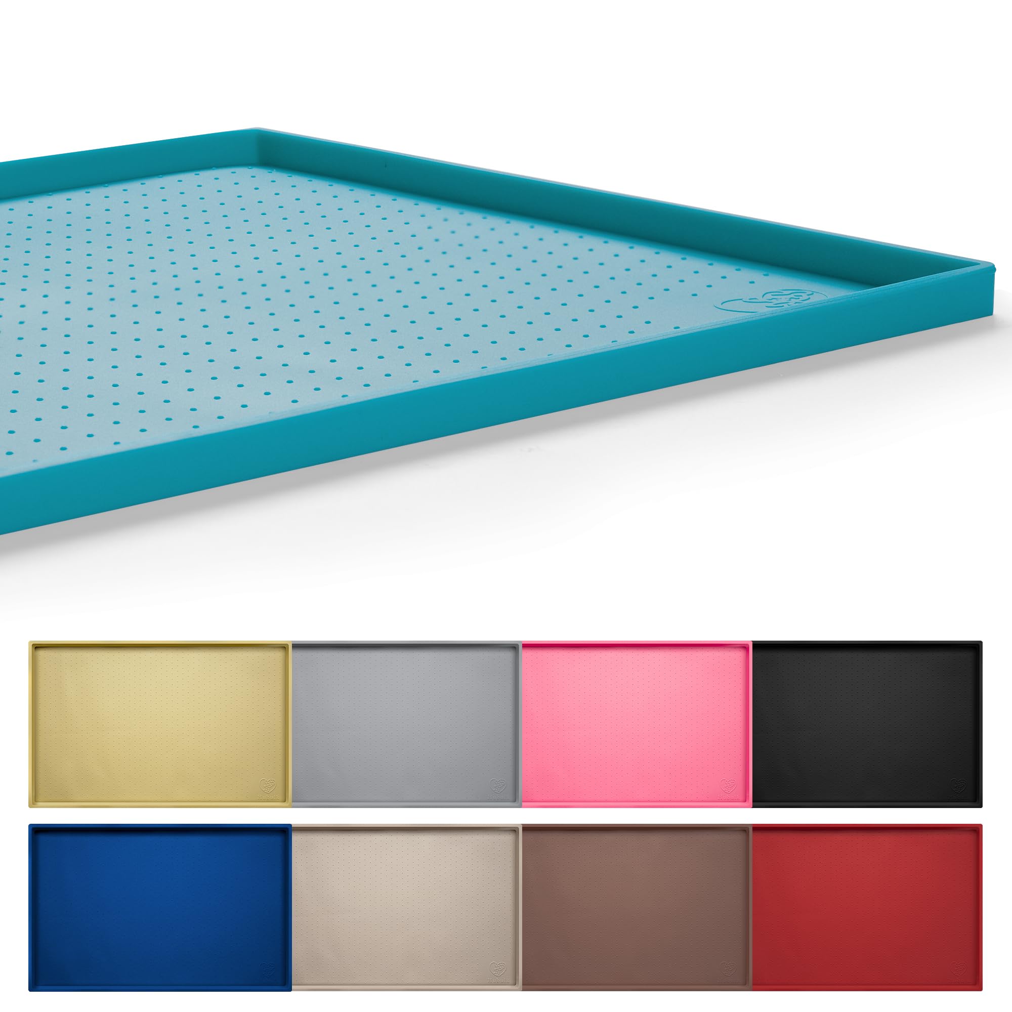 Hubulk Dog Feeding Mat,100% Waterproof BPA Free Silicone Pet Food and Water Bowl Placemat,Dishwasher, High Raised Edge to Prevent Spills,Nonslip Tray to Stop Messes on Floor (24" x 16" x 0.5", Green)