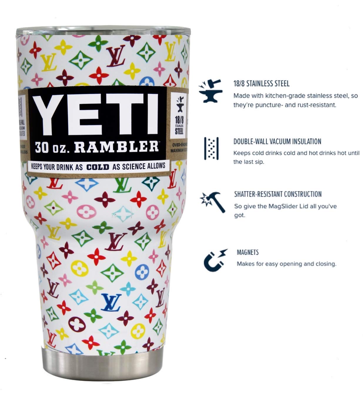 YETI Coolers 30 Ounce (30oz) (30 oz) Custom Rambler Tumbler Cup Mug