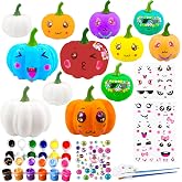 JIABNUKKN Pumpkin Decorations Halloween Crafts 12Pcs White Artificial Pumpkin Kit with Sticker Kids DIY Arts and Crafts for Halloween Party Thanksgiving Home Fall Decor