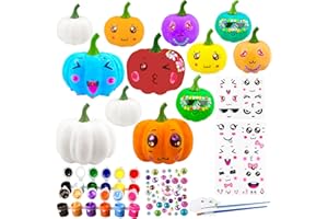 JIABNUKKN Pumpkin Decorations Halloween Crafts 12Pcs White Artificial Pumpkin Kit with Sticker Kids DIY Arts and Crafts for Halloween Party Thanksgiving Home Fall Decor