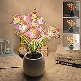 Strackvial Flower Table Lamp, Artificial Flowers in Vase Night Light, Stepless Dimming LED Vase Lamps, USB Plug-in Desk Lamp Decorative Lamp Gifts for Mom Women Grandma Girls (Purple)