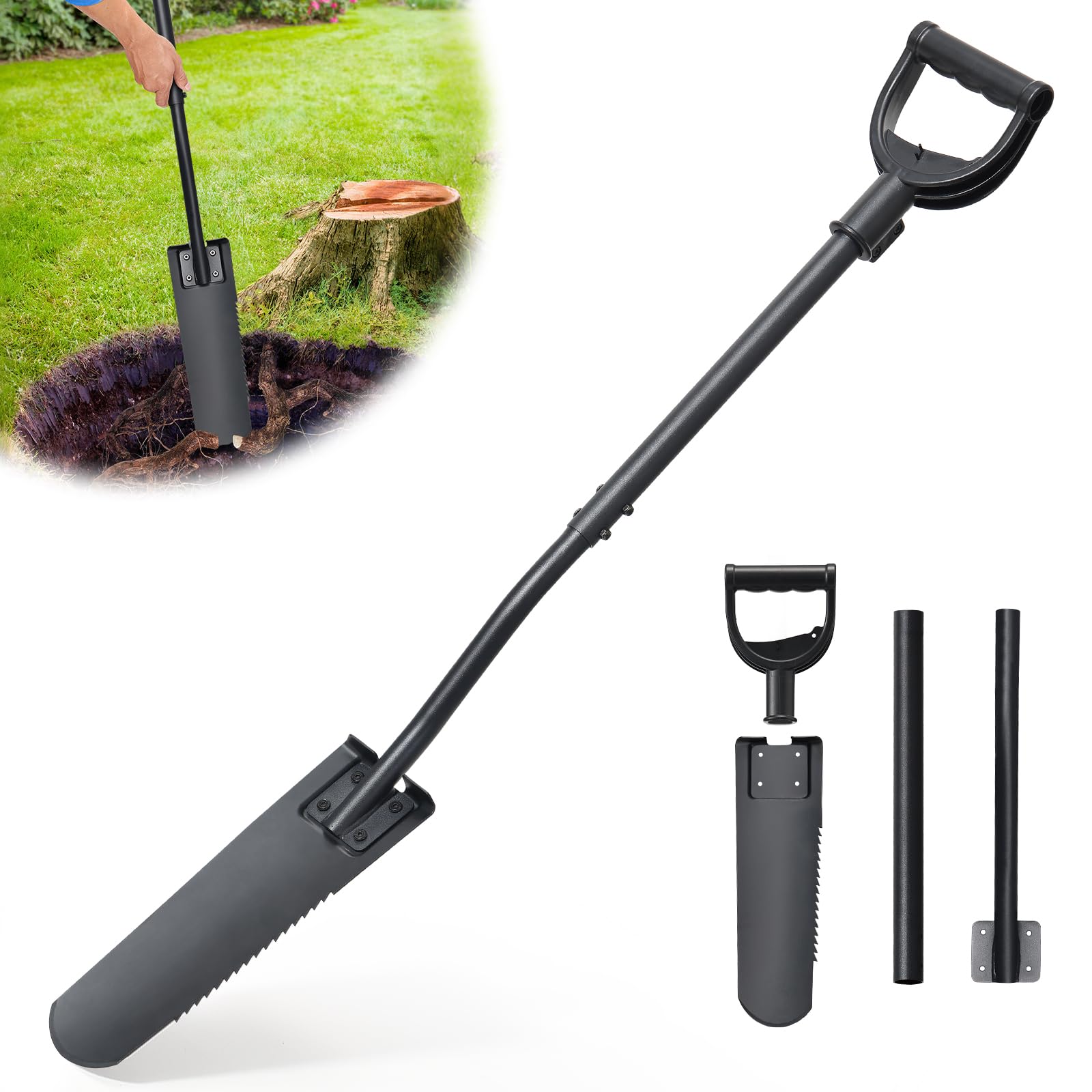 Photo 1 of Spade Shovel,15 inch Long Narrow Spade, Heavy Duty Garden Trench Shovel for Digging,Trenching, Planting,Scraping, Edging with Cutting Blade, D Handle, Foot Rest Pedal, 45 Inches Drain Spade