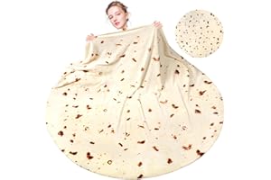 M&C Music Color Tortilla Blanket 71 inchs Double Sided, Giant Tortilla Blanket Adult Size Round Funny Blankets for Adults Teens Kids, Realistic Food Blanket Throw Wrap Blanket