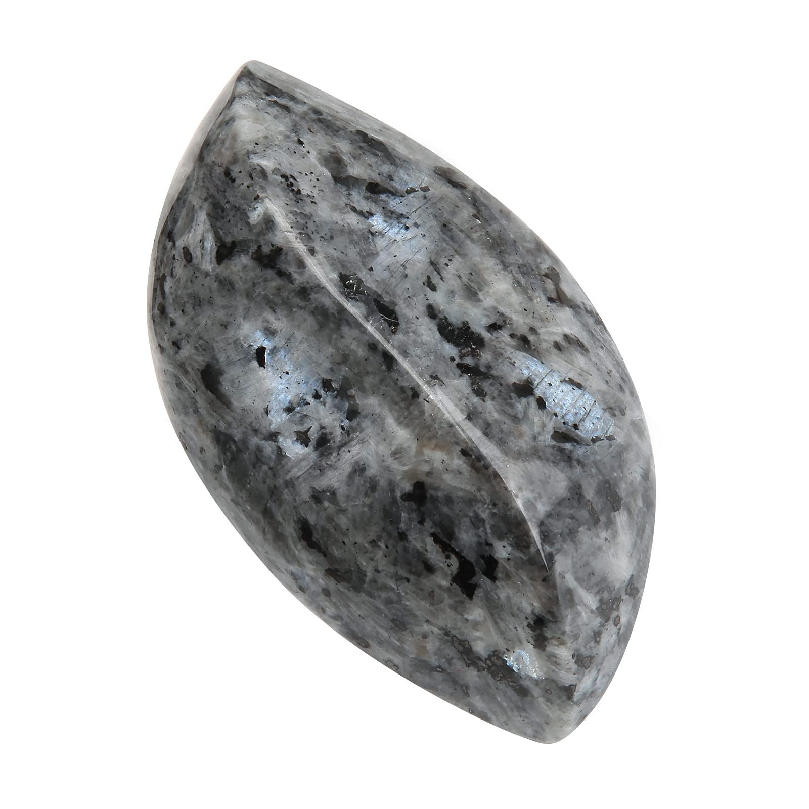 mookaitedecor 3 Inch/7.8cm Natural Labradorite Large Palm Worry Stone, Leaf Shape Reiki Chakra Massage Stone Semi Precious Healing Crystal for Stress Relief Meditation Therapy