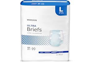 McKesson Ultra Briefs, [72 Count], Size L, 45-58 in. Incontinence Adult Diapers, Heavy Absorbency, Unisex, Disposable, Elastic Leg Gathers and Contoured Fit for Men and Women