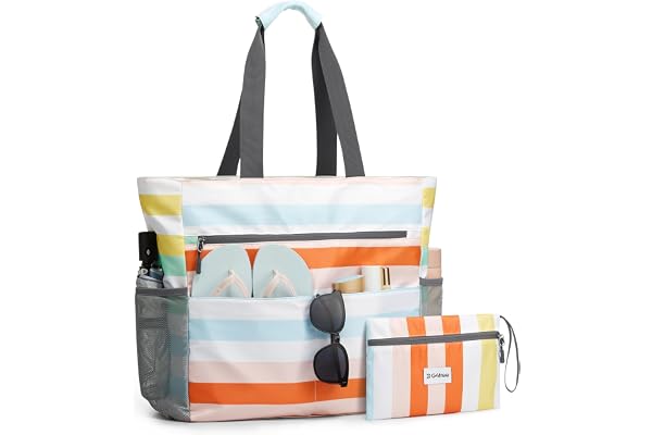 G4Free Waterproof Sandproof Tote Bag, Large Capacity Foldable Beach Bags for Women
