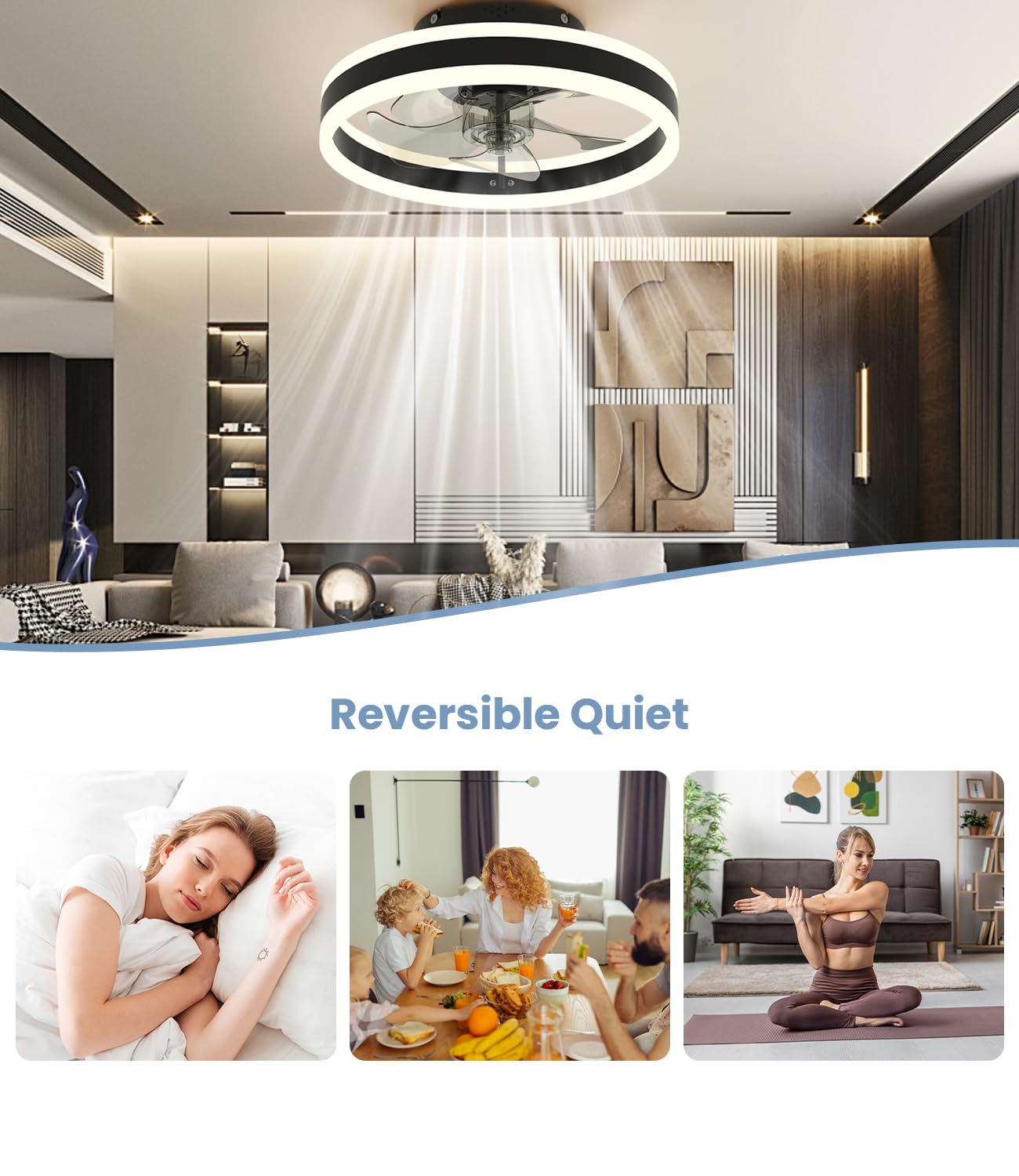 Ceiling Fan, LED Ceiling Fan with Lighting, 3 Colour Temperatures and 6 Speeds Ceiling Fan with Lamp, Remote Control, Quiet Dimmable Fan Ceiling Light