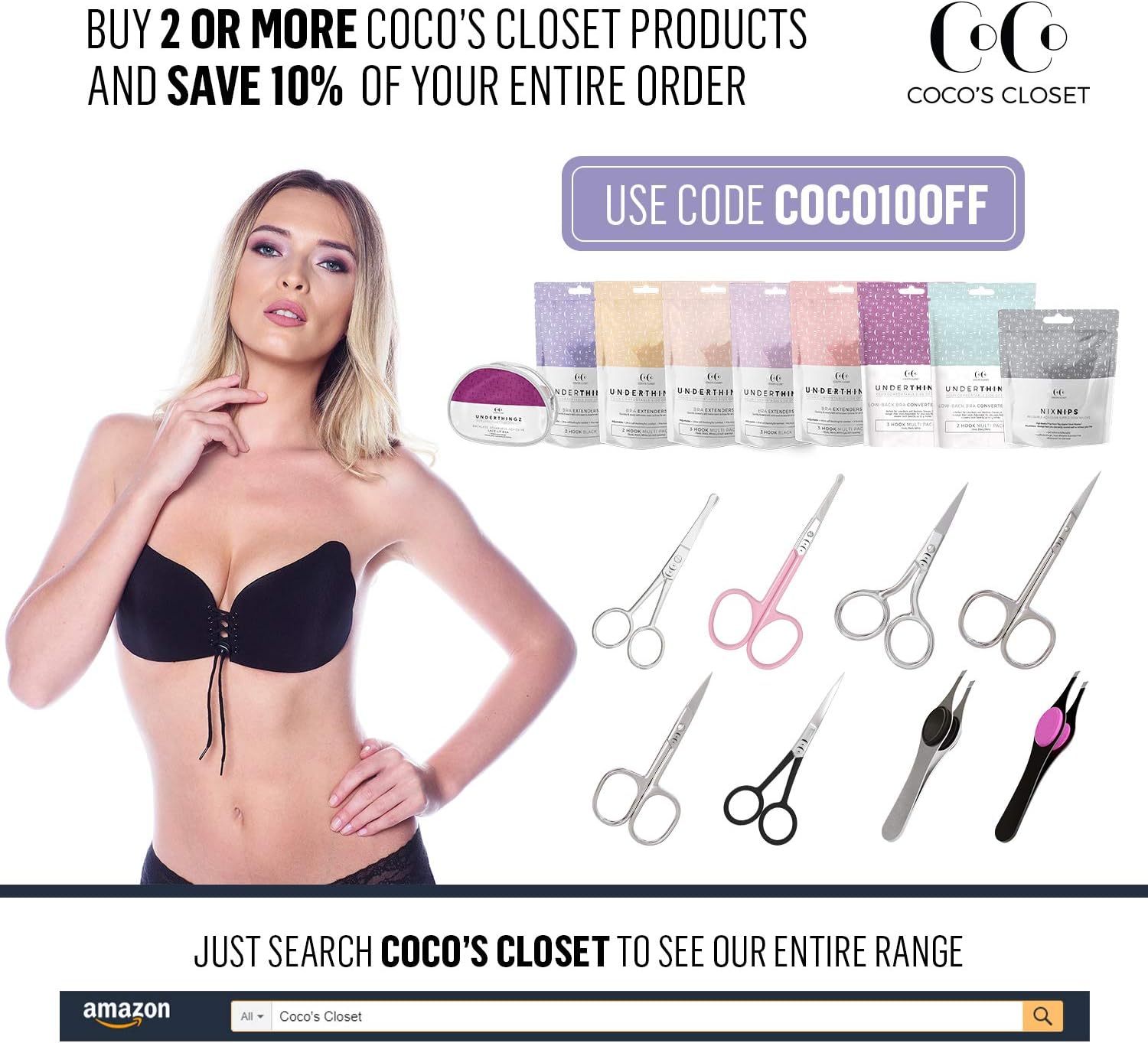 Coco’s Closet Small Scissors for Grooming - Stainless Steel Straight Tip Scissor for Hair Cutting – Beard, Ear, Eyebrows, Moustache, Nose Trimming: Home Improvement
