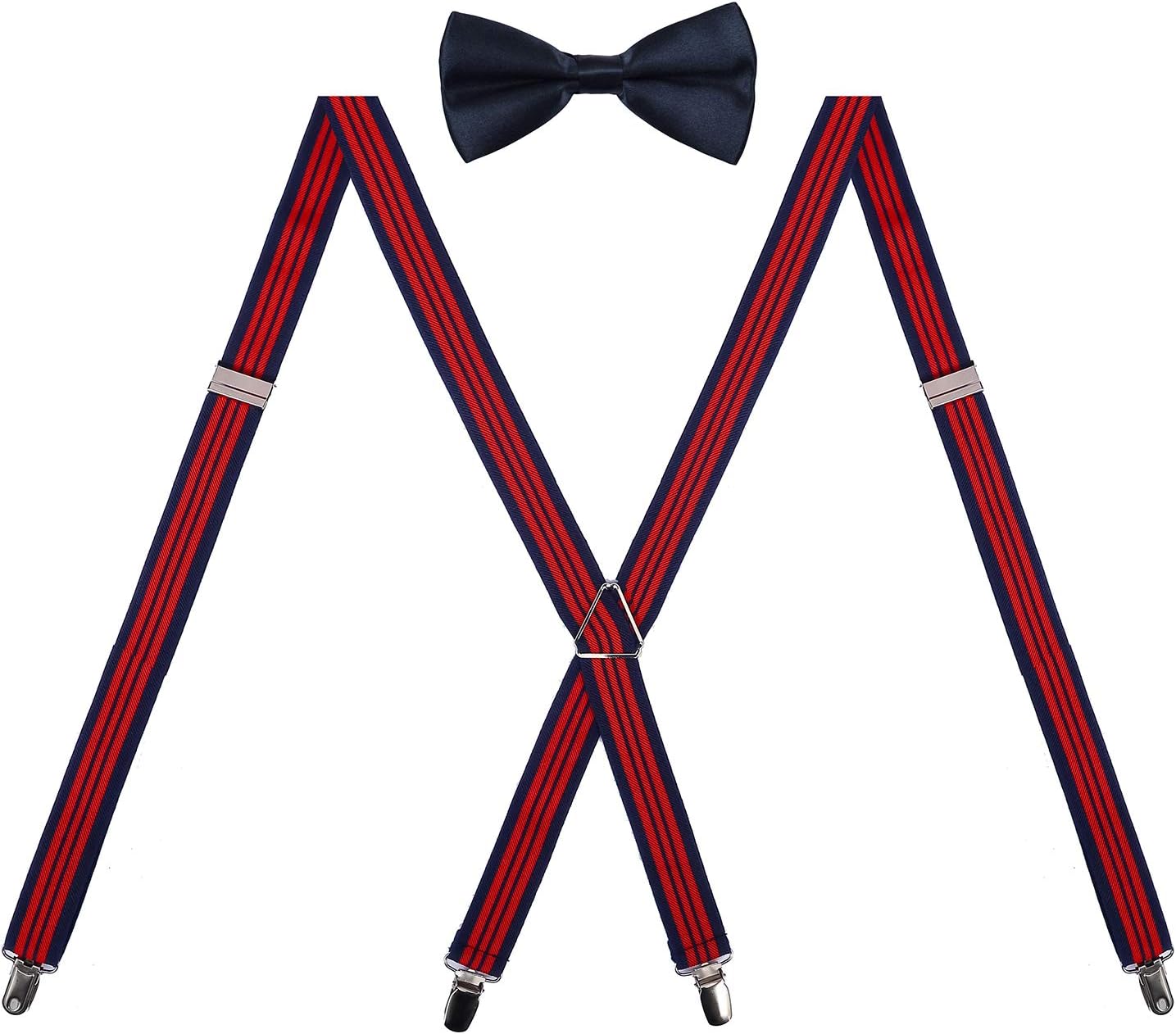 WDSKY Mens Suspenders and Bow Tie Set Adjustable X Back