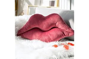 ASHLER HOME DECO Ashler Lips Throw Pillows Smooth Soft Velvet Insert Included Cushion for Couch Bed Living Room, Pink, 24 X 12 inches