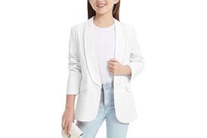 EXARUS Girls Blazer Long Sleeve Shawl Collar Formal Blazers Suit Jacket Open Front Inner Pocket for Kids Size 6-12 Year