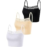Bencailor 3 Pieces Lace Camisole Crop Top Lace Half Cami Breathable Basic Cami Spaghetti Tank Top for Women