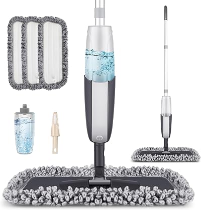 MANGOTIME Spray Mop with 3 Reusable Pads 300ml Bottle 360° Head