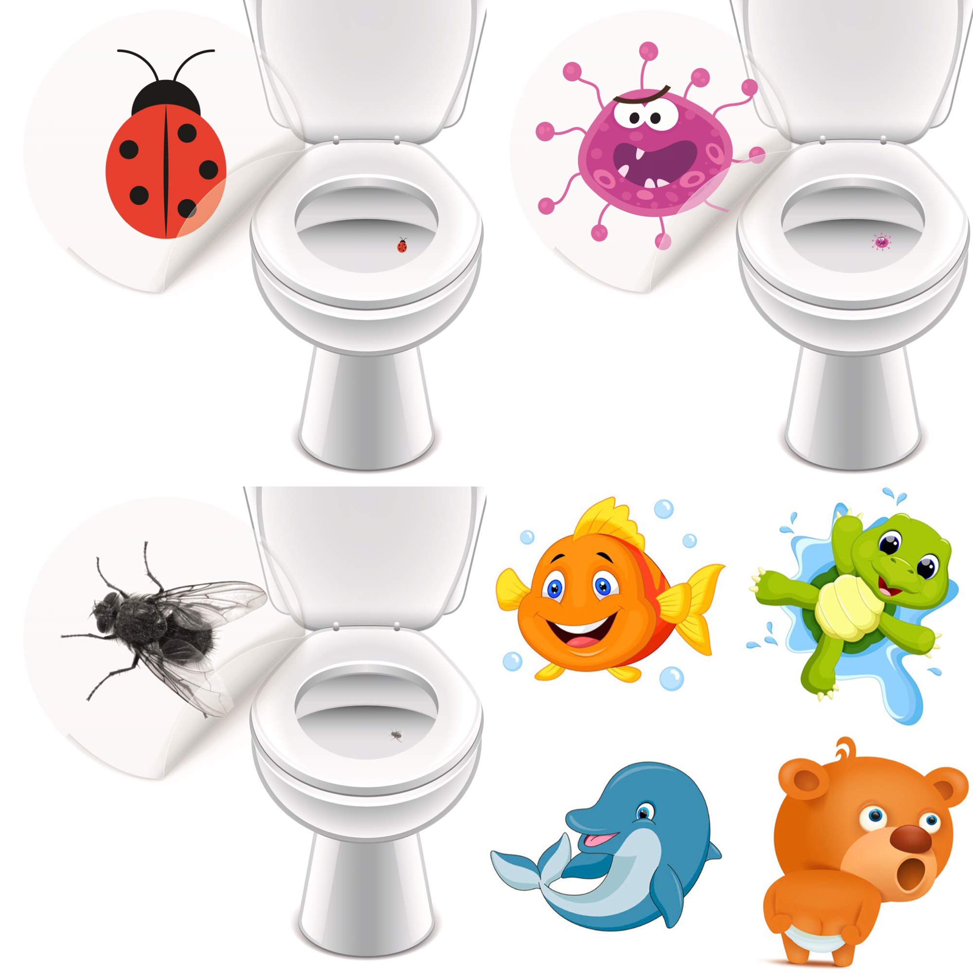 LK-Trend & Style Clean Toilet by Toilet Stickers – 16 Colourful Stickers for the Toilet