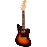 Fender, 4-String Ukulele, Right, 3-Color Sunburst (0970533500) | Concert Ukulele in Electric Guitar Design, Walnut Fingerboard, Tortoiseshell Pickguard, Ideal for Beginners &amp; Advanced