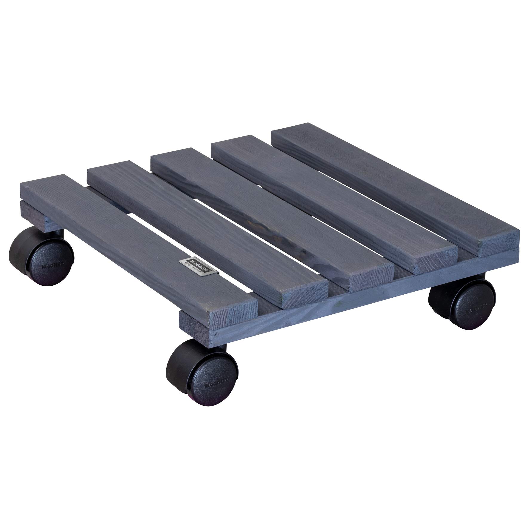 WAGNER Plant trolley NATURE 29 x 29 x 8 cm I Flower trolley for indoor use I Container trolley made of FSC®-certificated solid wood, charcoal I Load capacity 100 kg I Made in EU - 20015901